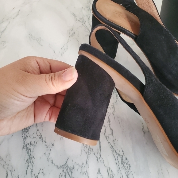 Madewell The Alana Slingback Black Suede  Cylinder Heel Sandal 8.5 - Picture 4 of 7